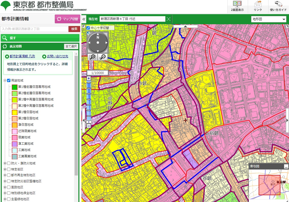 東京都の用途地域マップ